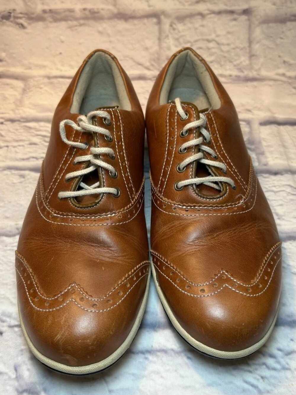 FootJoy LoPro Golf Shoes Womens 6.5 M Brown Leather‎ Round Tow Lace Up Low Top